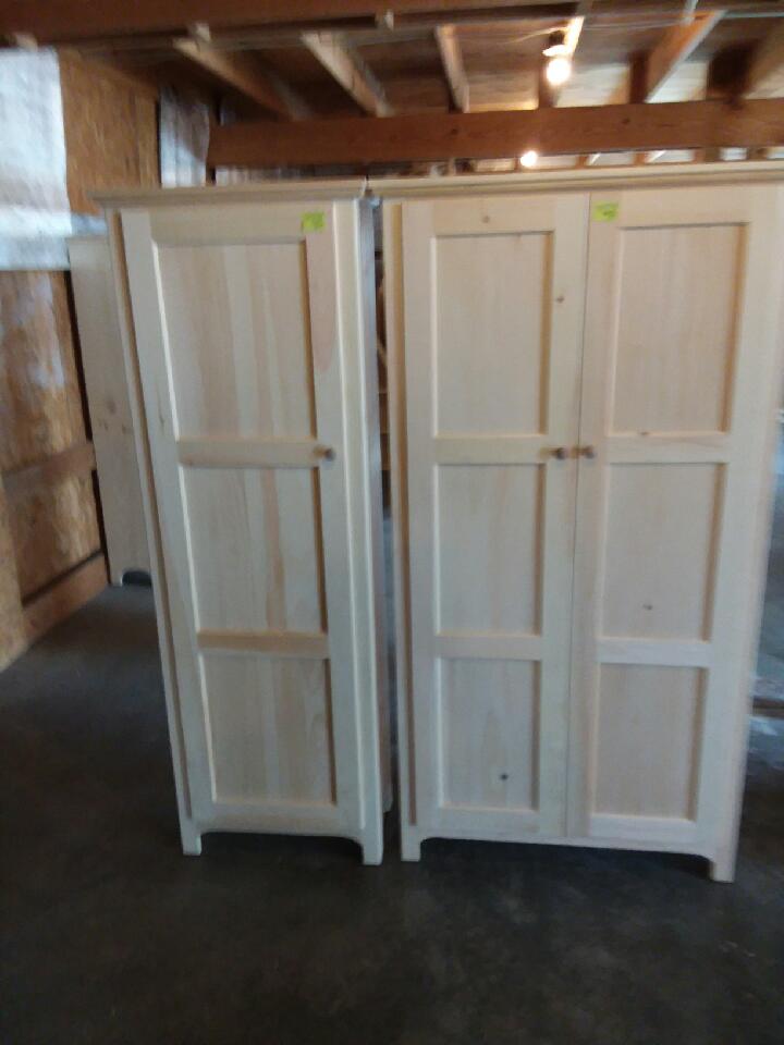 AMISH Unfinished Pine 58" Rustic 2 Door Pantry Cabinet ADJUSTABLE SHELF Handmade 